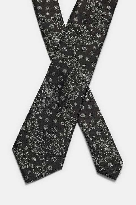 Jacquard Tie 7 cm Black - Image 2