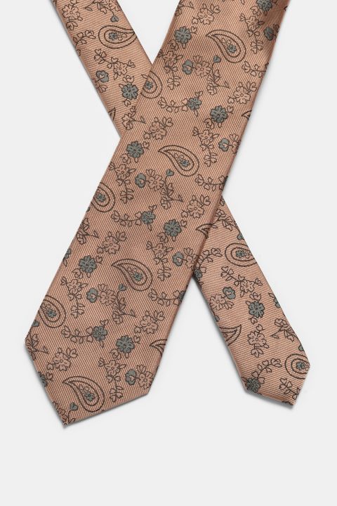 Jacquard Tie 7 cm Beige - Image 2