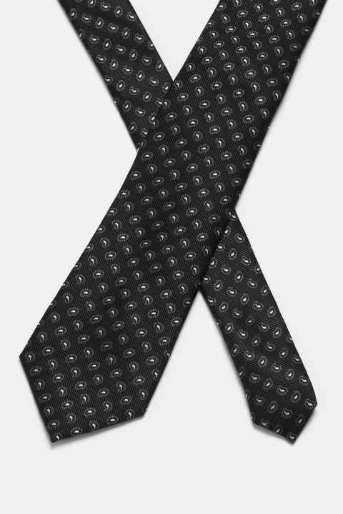 Jacquard Tie 7 cm Black - Image 2