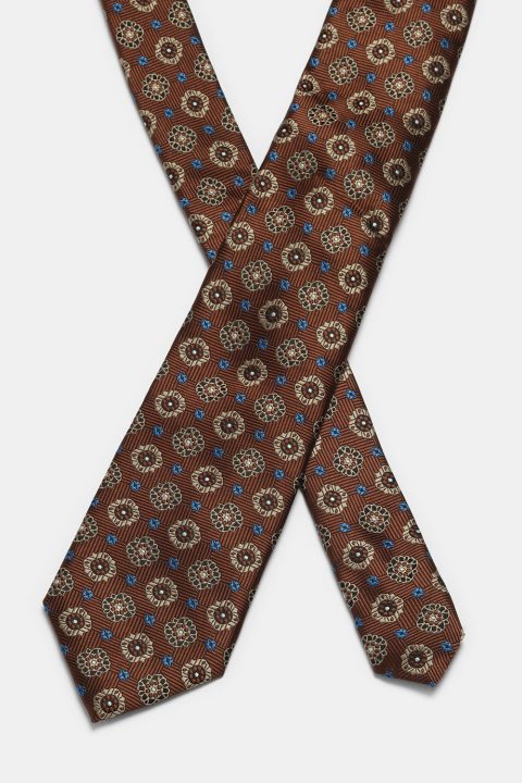 Jacquard Tie 7 cm Brown - Image 2