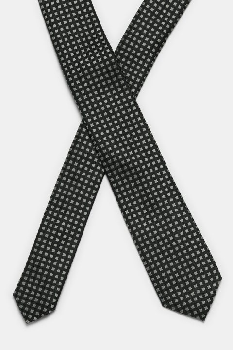Jacquard Tie 7 cm Black - Image 2