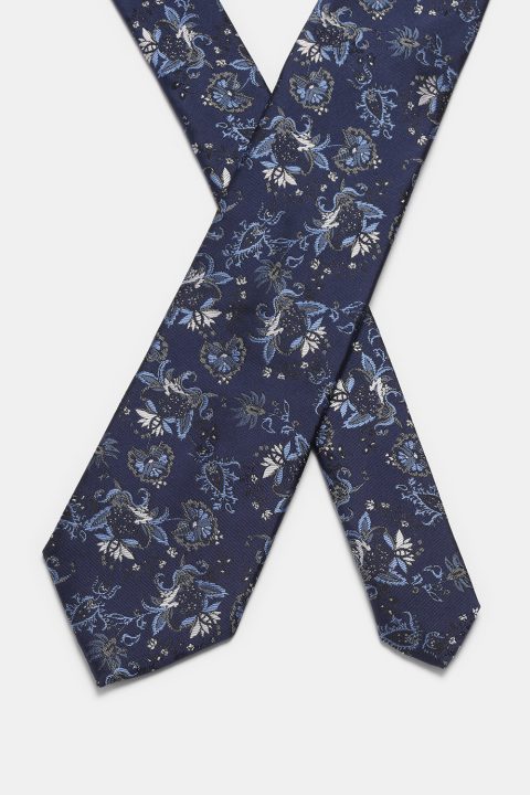 Jacquard Tie 7 cm Dark Blue - Image 2