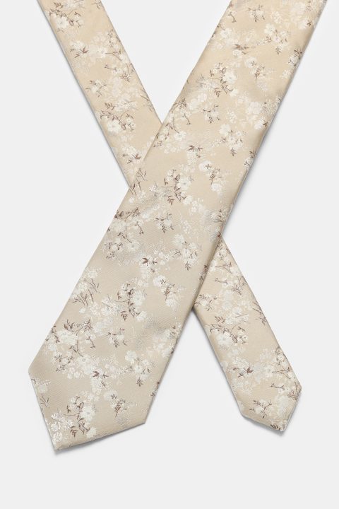 Jacquard Tie 7 cm Beige - Image 2