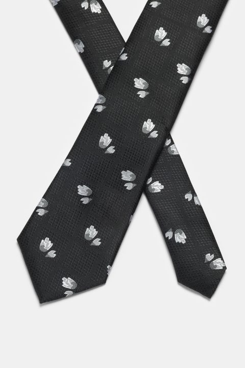 Jacquard Tie 7 cm Black - Image 2