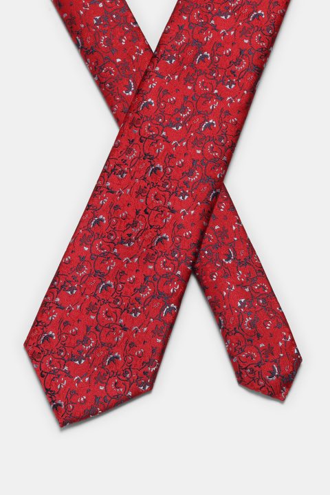Jacquard Tie 7 cm Red - Image 2
