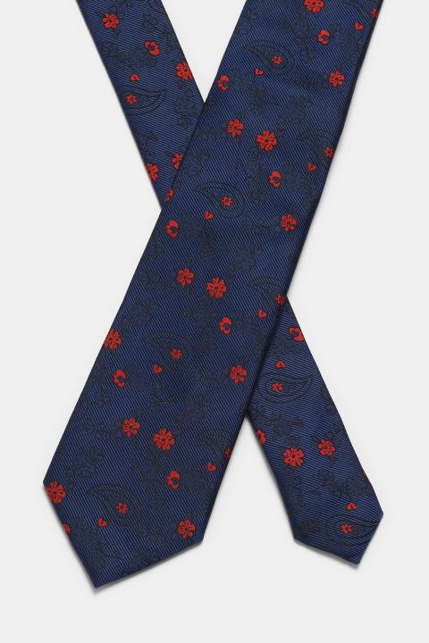 Jacquard Tie 7 cm Dark Blue - Image 2