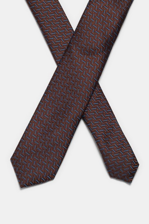 Jacquard Tie 7 cm Brown - Image 2