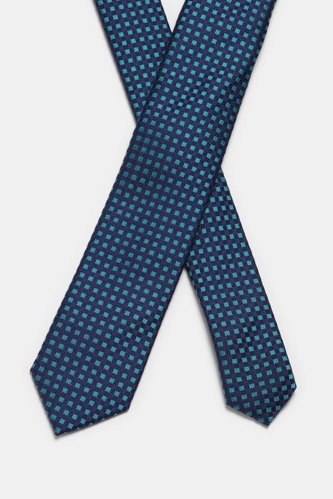Jacquard Tie 7 cm Dark Blue - Image 2
