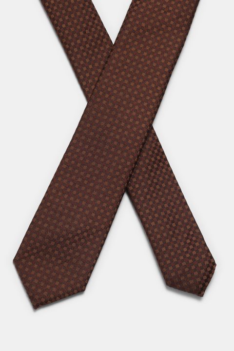 Jacquard Tie 6 cm Brown - Image 2