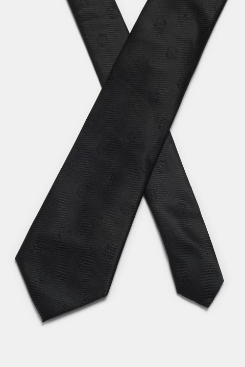 Jacquard Tie 7 cm Black - Image 2
