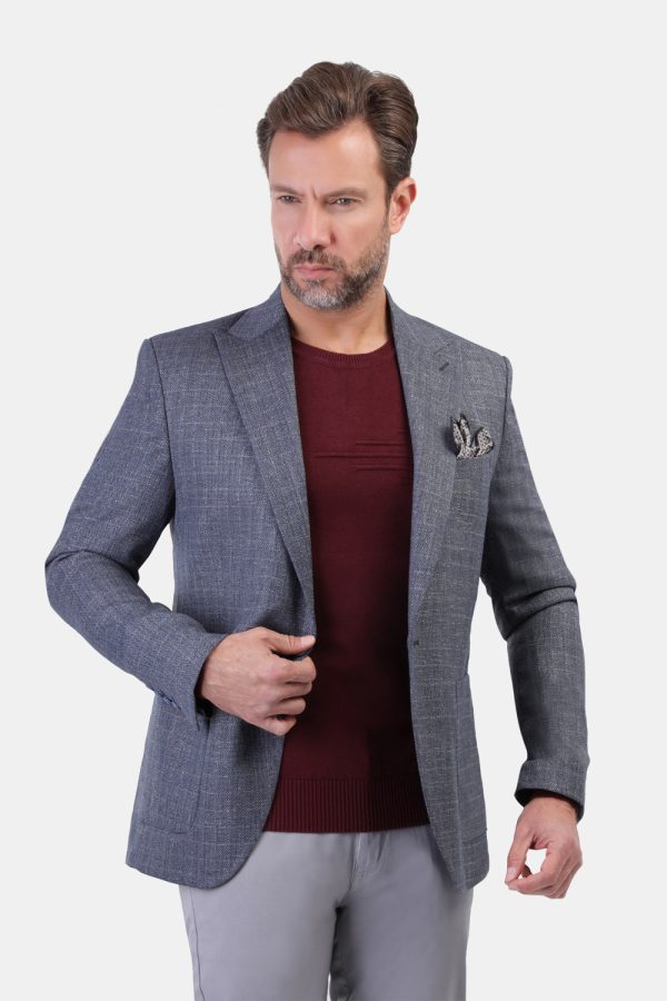 Custom Made Navy Suit Jacket + Grey Trousers – Leon Suits